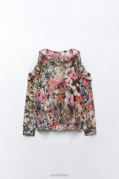 moterys Zara marškinėliai su gėlių raštu įvairiaspalvis apranga 4N488404