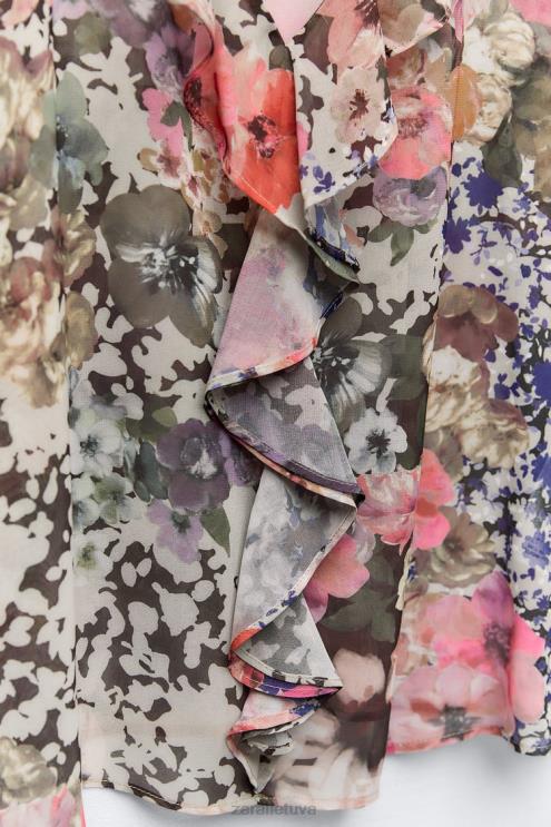 moterys Zara marškinėliai su gėlių raštu įvairiaspalvis apranga 4N488404