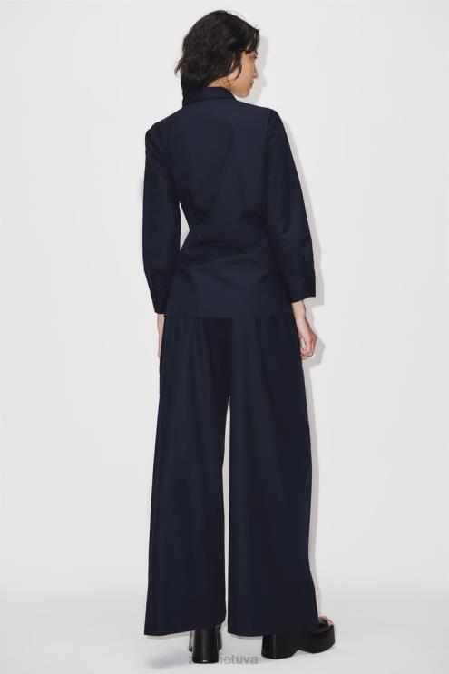 moterys Zara marškinėliai su poplinu tamsiai mėlyna apranga 4N488327