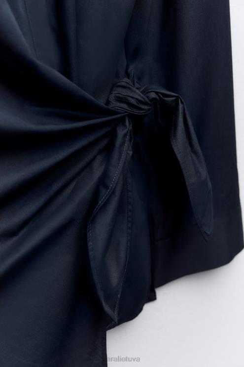 moterys Zara marškinėliai su poplinu tamsiai mėlyna apranga 4N488327