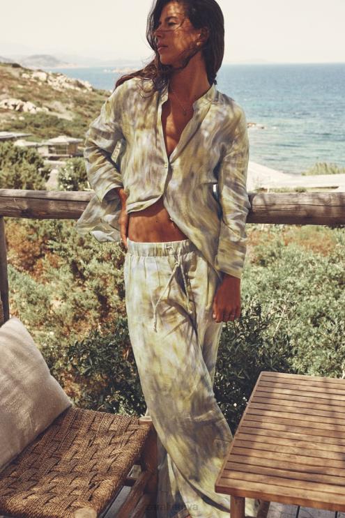 moterys Zara marginta ramė palaidinė geltona apranga 4N488325