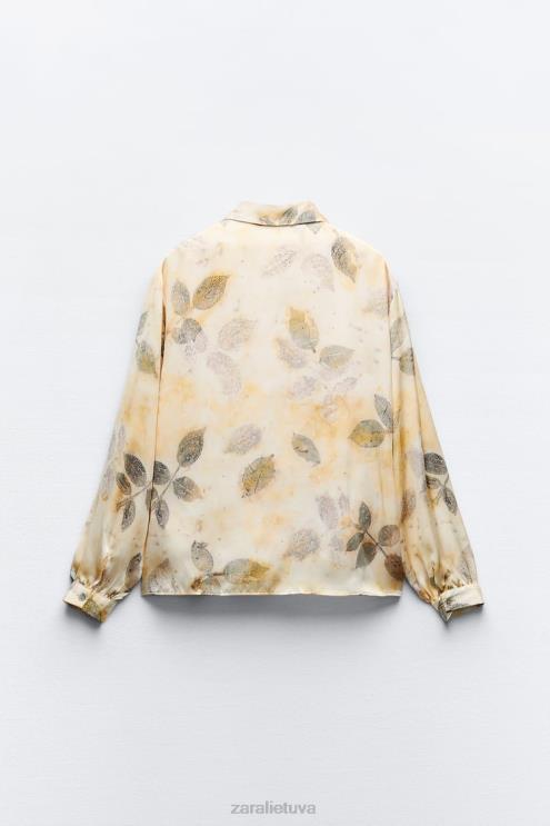 moterys Zara marginti atlasiniai marškiniai įvairiaspalvis apranga 4N488298