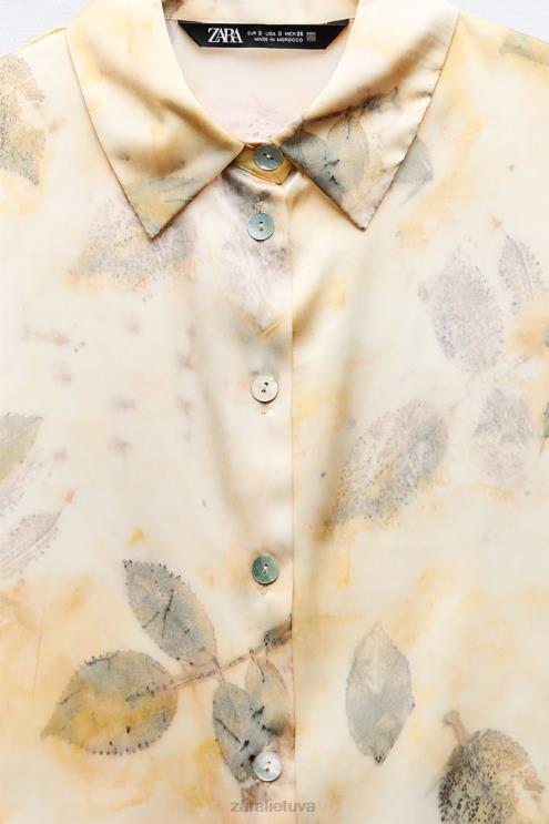 moterys Zara marginti atlasiniai marškiniai įvairiaspalvis apranga 4N488298