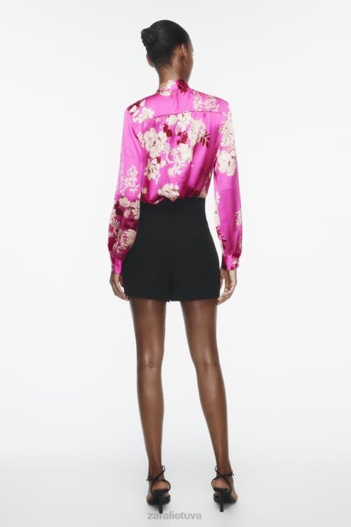 moterys Zara marginti atlasiniai marškiniai įvairiaspalvis apranga 4N488319