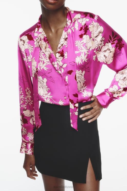 moterys Zara marginti atlasiniai marškiniai įvairiaspalvis apranga 4N488319