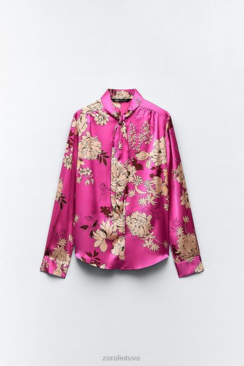 moterys Zara marginti atlasiniai marškiniai įvairiaspalvis apranga 4N488319