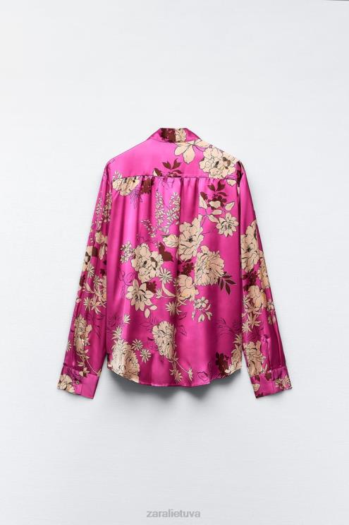 moterys Zara marginti atlasiniai marškiniai įvairiaspalvis apranga 4N488319