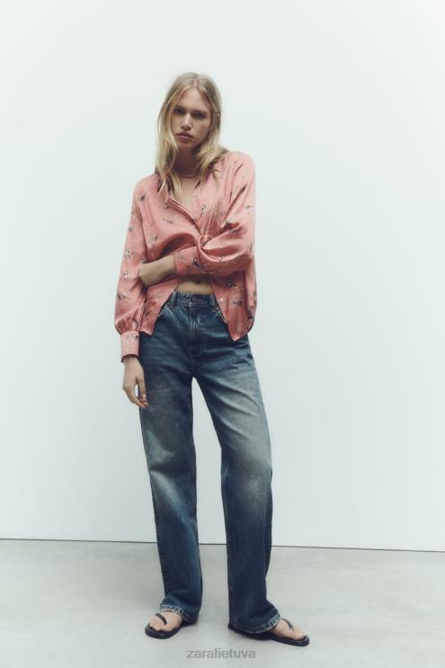 moterys Zara marginti atlasiniai marškiniai įvairiaspalvis apranga 4N488375