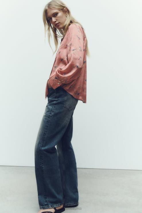 moterys Zara marginti atlasiniai marškiniai įvairiaspalvis apranga 4N488375