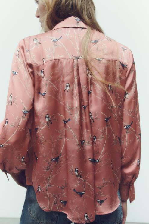 moterys Zara marginti atlasiniai marškiniai įvairiaspalvis apranga 4N488375