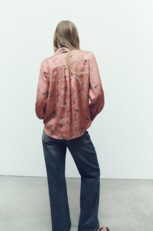 moterys Zara marginti atlasiniai marškiniai įvairiaspalvis apranga 4N488375