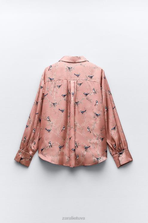 moterys Zara marginti atlasiniai marškiniai įvairiaspalvis apranga 4N488375