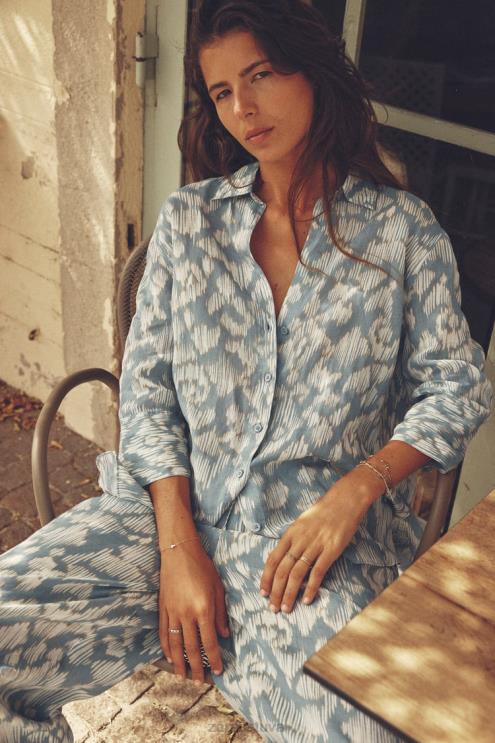 moterys Zara marginti ramė marškiniai akvamarinas apranga 4N488434