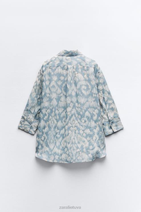 moterys Zara marginti ramė marškiniai akvamarinas apranga 4N488434