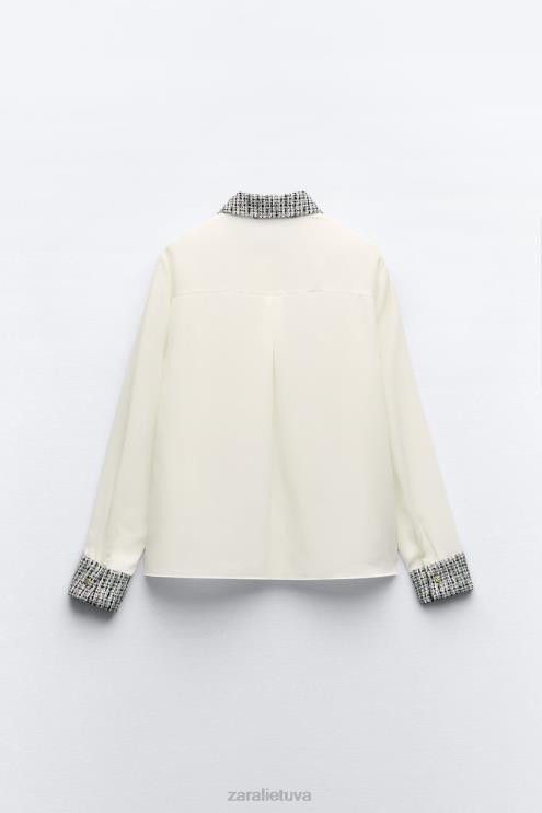 moterys Zara mišrūs marškiniai ekru apranga 4N488320