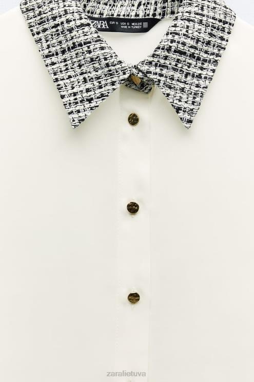 moterys Zara mišrūs marškiniai ekru apranga 4N488320