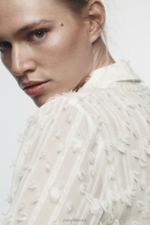 moterys Zara nutrinti marškiniai baltas apranga 4N488437