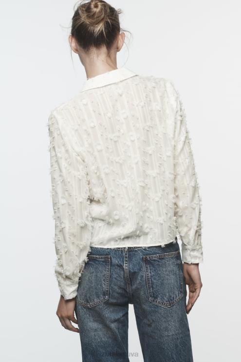 moterys Zara nutrinti marškiniai baltas apranga 4N488437