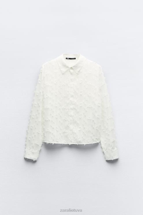 moterys Zara nutrinti marškiniai baltas apranga 4N488437