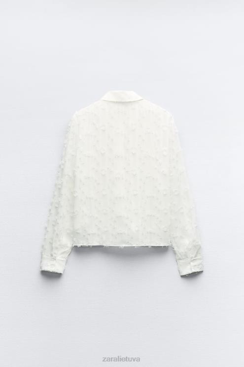 moterys Zara nutrinti marškiniai baltas apranga 4N488437