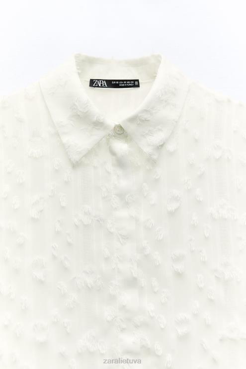 moterys Zara nutrinti marškiniai baltas apranga 4N488437
