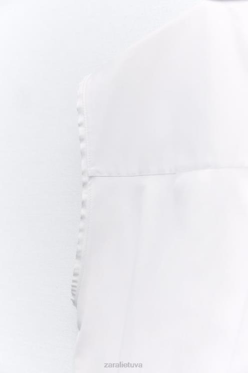 moterys Zara pūsti poplino marškiniai baltas apranga 4N488367
