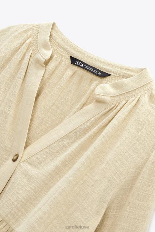 moterys Zara pakopinė kaimiška palaidinė smėlio spalvos apranga 4N488386