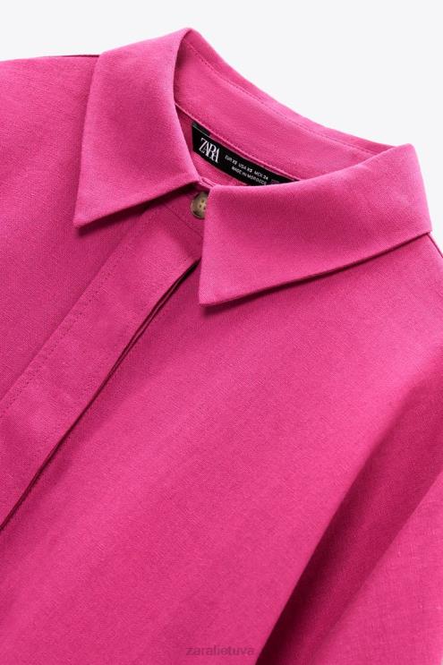 moterys Zara per dideli lino mišinio marškiniai purpurinė apranga 4N488371