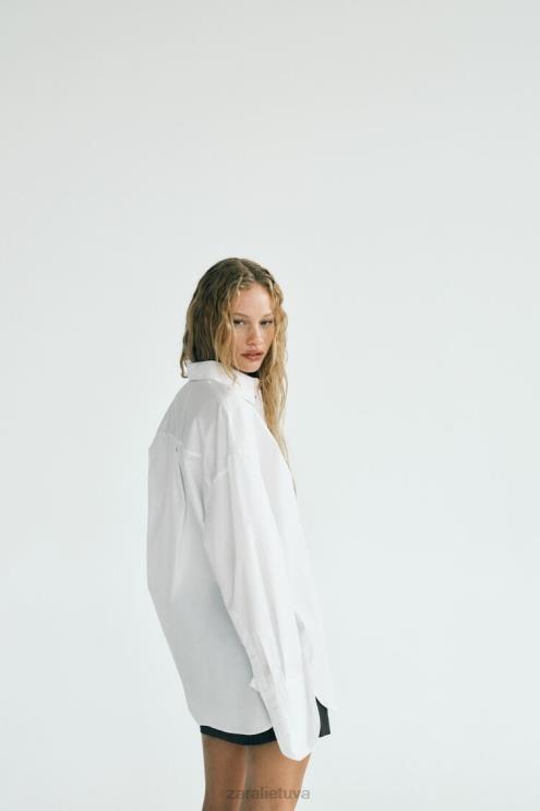 moterys Zara per dideli marškiniai baltas apranga 4N488443