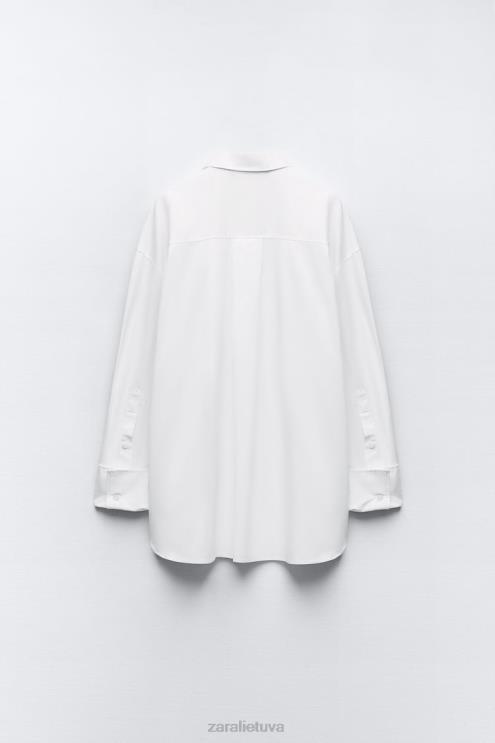 moterys Zara per dideli marškiniai baltas apranga 4N488443