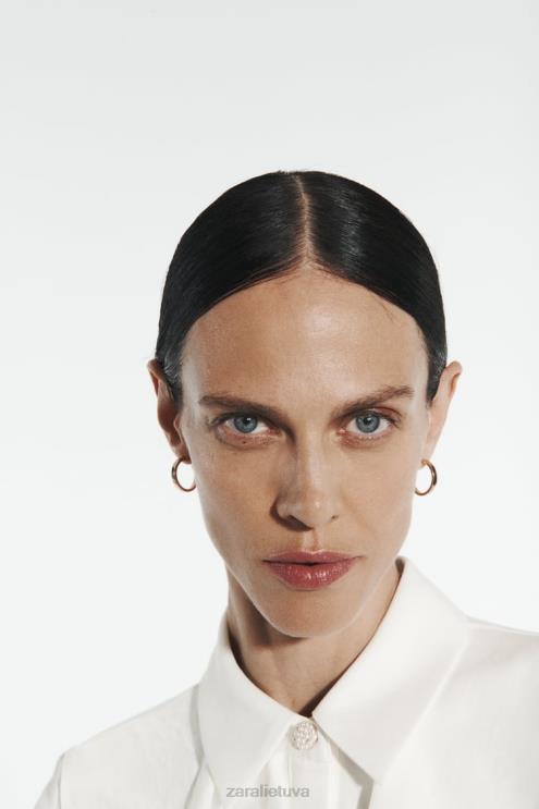 moterys Zara puošni palaidinė su brangakmeniais sagomis baltas apranga 4N488311