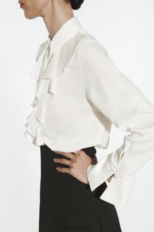 moterys Zara puošni palaidinė su brangakmeniais sagomis baltas apranga 4N488311