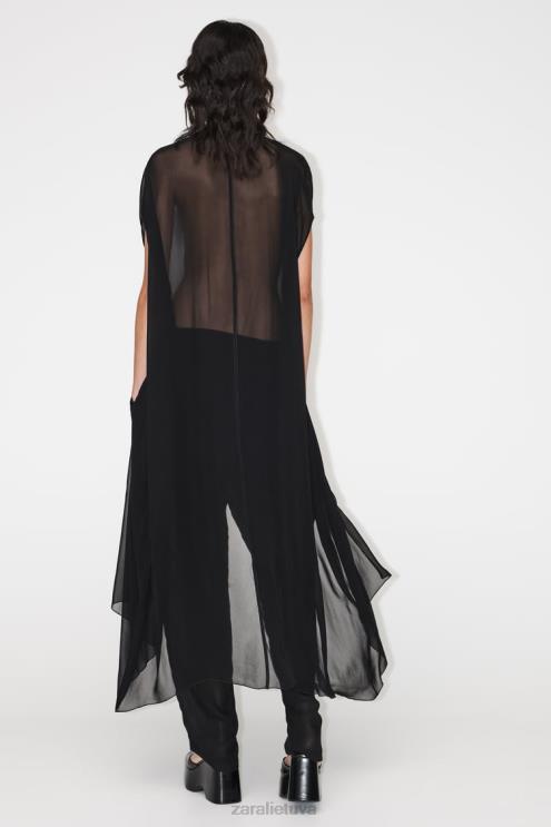 moterys Zara pusiau permatoma palaidinė juodas apranga 4N488385