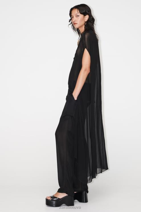 moterys Zara pusiau permatoma palaidinė juodas apranga 4N488385