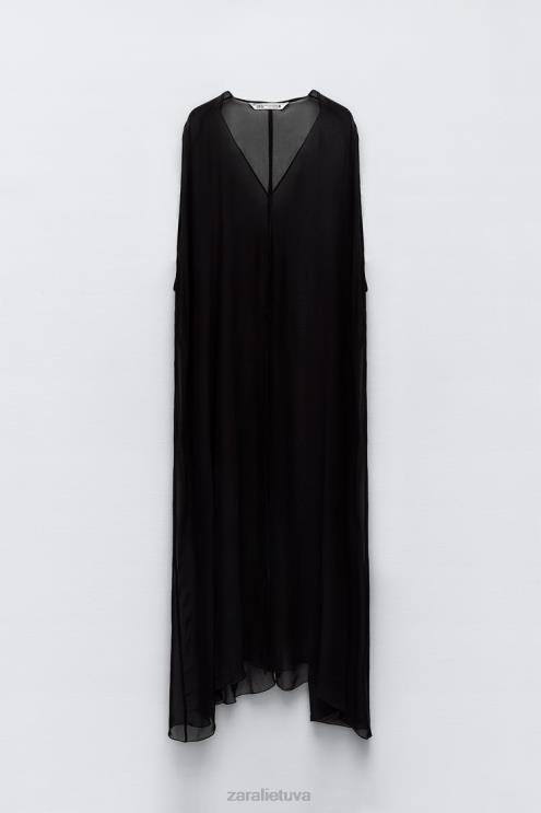 moterys Zara pusiau permatoma palaidinė juodas apranga 4N488385