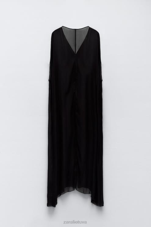 moterys Zara pusiau permatoma palaidinė juodas apranga 4N488385