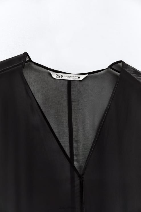 moterys Zara pusiau permatoma palaidinė juodas apranga 4N488385