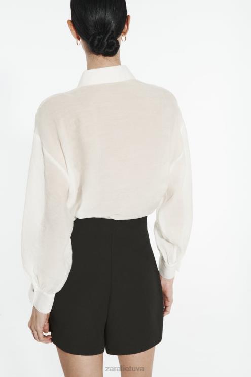 moterys Zara pusiau permatomi brangakmenių marškiniai ekru apranga 4N488348