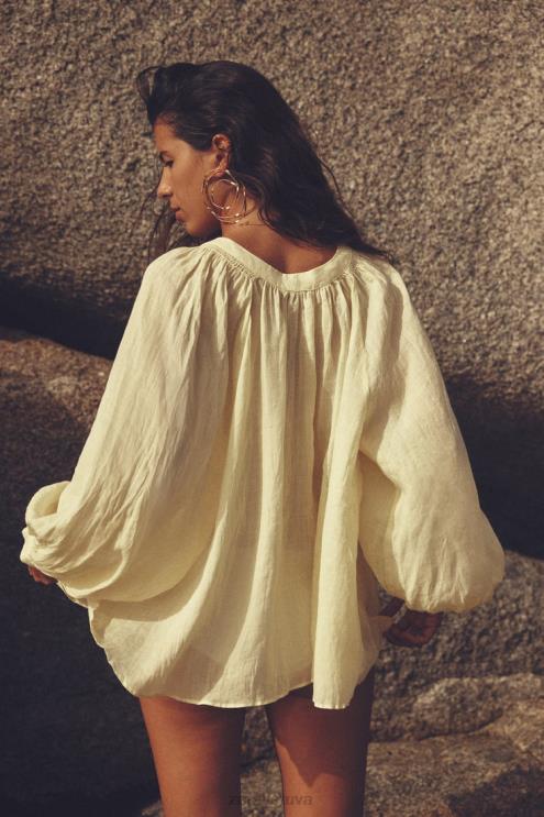 moterys Zara ramė balioninė palaidinė geltona apranga 4N488410