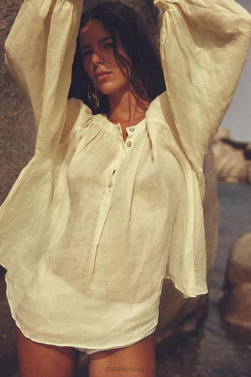 moterys Zara ramė balioninė palaidinė geltona apranga 4N488410