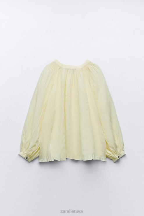 moterys Zara ramė balioninė palaidinė geltona apranga 4N488410