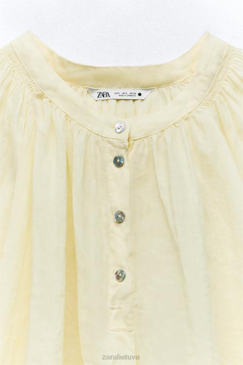 moterys Zara ramė balioninė palaidinė geltona apranga 4N488410