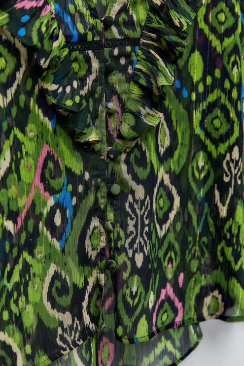 moterys Zara raukiniai marginti nėrinių įdėkliniai marškiniai įvairiaspalvis apranga 4N488427