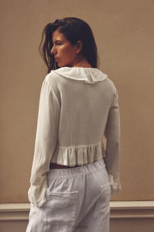 moterys Zara rauktos tekstūros palaidinė ekru apranga 4N488364