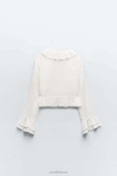 moterys Zara rauktos tekstūros palaidinė ekru apranga 4N488364
