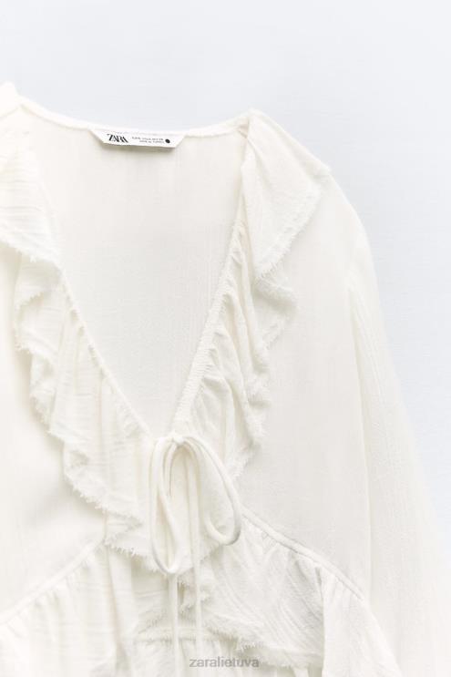 moterys Zara rauktos tekstūros palaidinė ekru apranga 4N488364