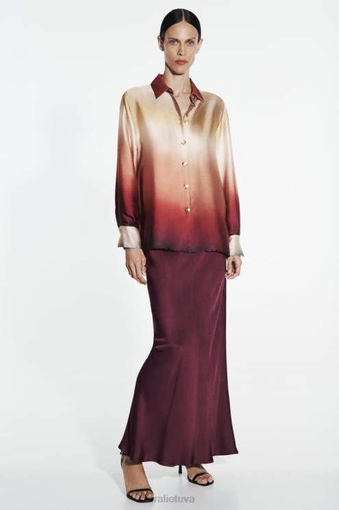 moterys Zara satino efekto surišami marškiniai įvairiaspalvis apranga 4N488393