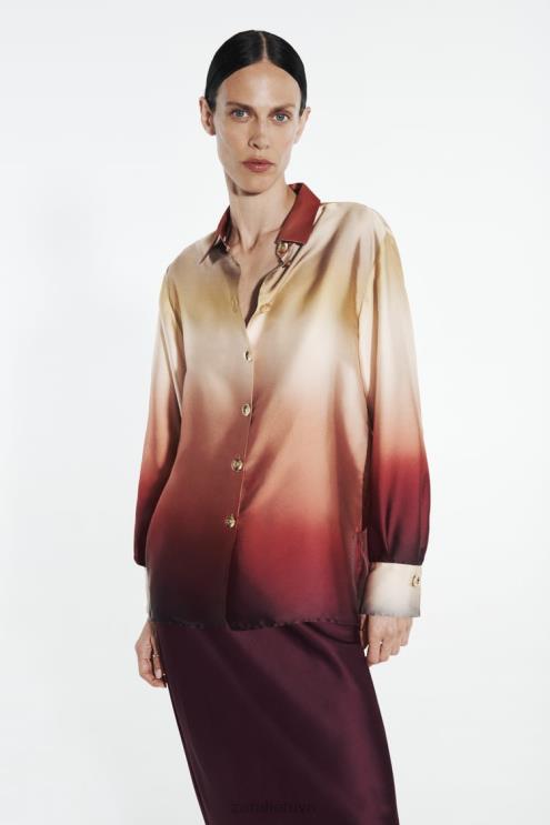 moterys Zara satino efekto surišami marškiniai įvairiaspalvis apranga 4N488393