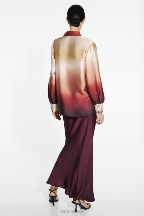 moterys Zara satino efekto surišami marškiniai įvairiaspalvis apranga 4N488393