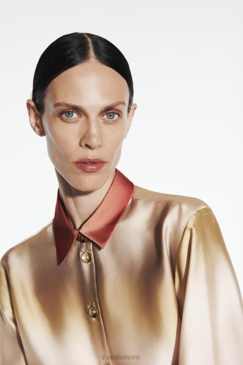 moterys Zara satino efekto surišami marškiniai įvairiaspalvis apranga 4N488393